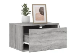 vidaXL Wand-Nachttische mit LED-Leuchten 2 Stk Grau Sonoma Modell 4