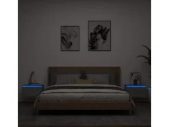 vidaXL Wand-Nachttische mit LED-Leuchten 2 Stk Grau Sonoma Modell 4