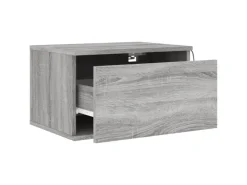 vidaXL Wand-Nachttische mit LED-Leuchten 2 Stk Grau Sonoma Modell 4