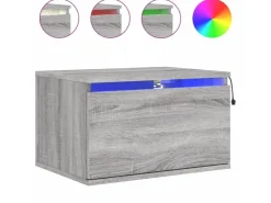 vidaXL Wand-Nachttische mit LED-Leuchten 2 Stk Grau Sonoma Modell 4