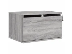 vidaXL Wand-Nachttische mit LED-Leuchten 2 Stk Grau Sonoma Modell 4