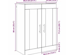 vidaXL Wandschrank Artisan-Eiche 69,5 x 34 x 90 cm Holzwerkstoff 882425* Sideboards|Kommode