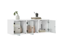 vidaXL Wandschrank mit Glastüren Weiß 102x37x35 cm