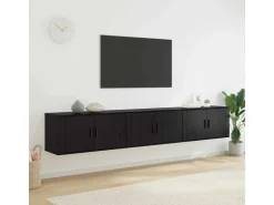 vidaXL Wand-TV-Schrank Set Wandmontiert 3-Tlg Schwarz Eichen-Optik 3415599* TV-Wände