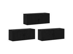 vidaXL Wand-TV-Schrank Set Wandmontiert 3-Tlg Schwarz Eichen-Optik 3415602* TV-Wände