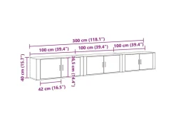 vidaXL Wand-TV-Schrank Set Wandmontiert 3-Tlg Schwarz Eichen-Optik 3415602* TV-Wände