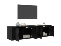 vidaXL Wand-TV-Schrank Set Wandmontiert 2-Tlg Schwarz Eichen-Optik 3415603