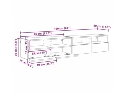 vidaXL Wand-TV-Schränke 2 Stk Schwarz Eichen-Optik 80 x 30 x 30 cm 882933