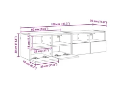 vidaXL Wand-TV-Schränke 2 Stk Artisan-Eiche 60 x 30 x 30 cm Holzwerkstoff 882925* TV-Wände