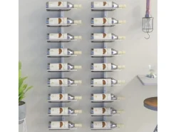 vidaXL Wand-Weinregal für 9 Flaschen 2 Stk. Weiß Eisen
