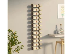 vidaXL Wand-Weinregal für 12 Flaschen Golden Eisen