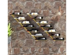 vidaXL Wand-Weinregale für 7 Flaschen 2 Stk. Golden Metall