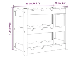 vidaXL Weinregal für 12 Flaschen Schwarz Massivholz Kiefer 43 x 25 x 38 cm