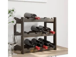vidaXL Weinregal für 12 Flaschen Schwarz Massivholz Kiefer 43 x 25 x 38 cm