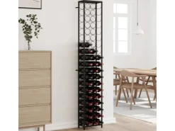 vidaXL Weinregal für 57 Flaschen Schwarz 34x18x200 cm Schmiedeeisen