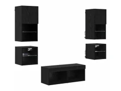 vidaXL Wohnwand mit LED 8-Tlg Schwarz Eichen-Optik 3402922
