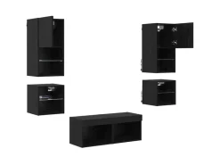 vidaXL Wohnwand mit LED 8-Tlg Schwarz Eichen-Optik 3402922
