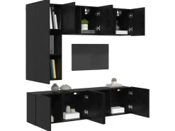 vidaXL Wohnwand 5-Tlg Schwarz Eichen-Optik Holzwerkstoff 3402772* Wohnwände