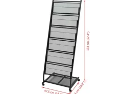 vidaXL Zeitschriftenständer 47,5×43×133 cm Schwarz A4