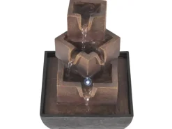 vidaXL Zimmerbrunnen mit LED Polyresin Grau und Braun