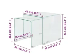vidaXL Zweiteiliges Satztisch-Set aus gehärtetem Glas Transparent 244191* Tische