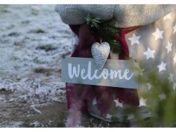 Videx Garden Türschild Welcome Metall Grau 8 cm x 25 cm* Dekorative Figuren