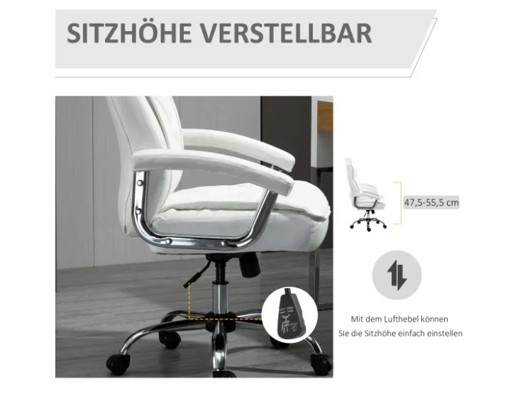 Vinsetto Bürostuhl mit Wippenfunktion Weiß
