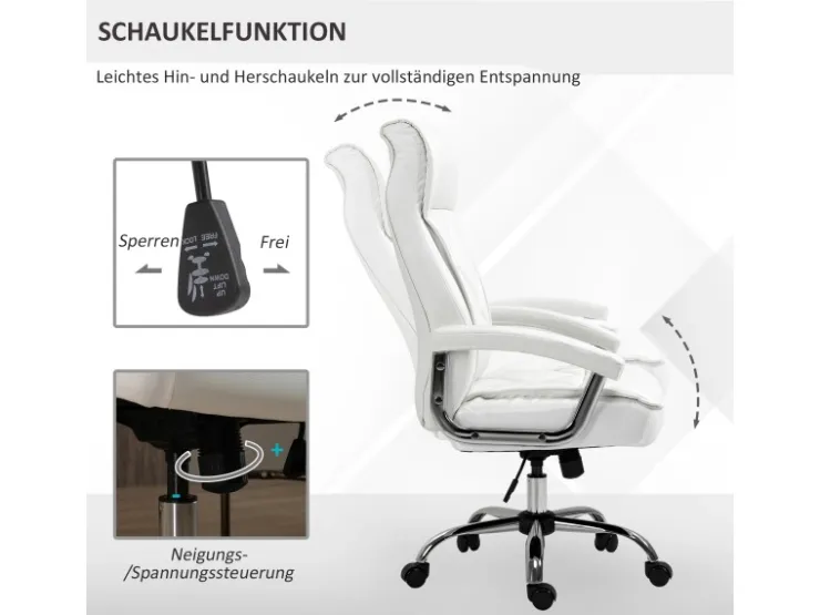 Vinsetto Bürostuhl mit Wippenfunktion Weiß