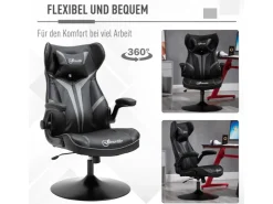 Vinsetto Gaming Stuhl mit Kopfkissen 67 x 70 x 106-112 cm