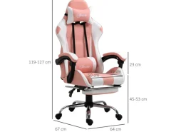 Vinsetto Gamingstuhl mit Kopfstütze 360° Drehbar 64 x 67 x 119-127 cm* Stühle