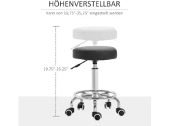 Vinsetto Höhenverstellbarer Arbeitshocker mit Fußring Ø42 x 50-64 cm