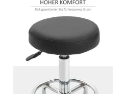 Vinsetto Höhenverstellbarer Arbeitshocker mit Fußring Ø42 x 50-64 cm