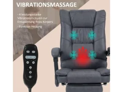 Vinsetto Massage-Bürostuhl 111-119 cm Höhenverstellbar mit Fußstütze* Sessel