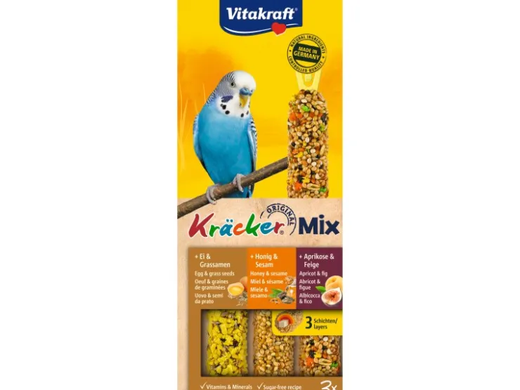Vitakraft Vogel-Ergänzungsfutter Kräcker Mix Ei/Honig/Aprikose 3 Stück (80 g)