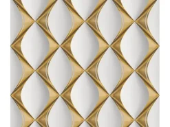 AS-Creation Vliestapete 3D Design Glänzend Leicht Strukturiert Gold Weiß FSC®* Tapetenmuster