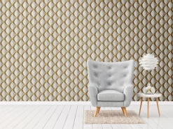 AS-Creation Vliestapete 3D Design Glänzend Leicht Strukturiert Gold Weiß FSC®* Tapetenmuster