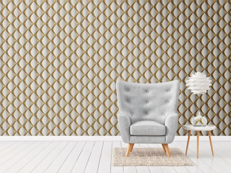 AS-Creation Vliestapete 3D Design Glänzend Leicht Strukturiert Gold Weiß FSC®* Tapetenmuster
