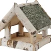 Vogelfutterhaus Birke mit Heudach Klein 25 cm x 25 cm x 26 cm* Vogelbedarf