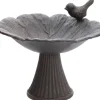 Vogeltränke in Blüten-Form mit Vogel aus Gusseisen in Dunkelbraun 18,5 cm* Vogeltränken