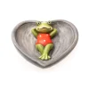Vogeltränke mit Liegendem Frosch 8 cm Grau-Grün-Rot* Vogeltränken