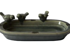Vogeltränke Oval mit 3 Vogelfiguren 7,5 cm x 29 cm x 16,5 cm