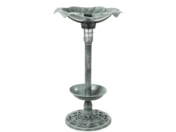 Vogeltränke Solar mit LED und Standfuß aus Kunststoff 75 cm Hellgrün
