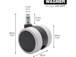 Wagner Drehstuhl-Doppelrolle 5er Set Ø 6 cm Schwarz-Grau