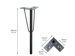 Wagner design yourself Wagner Möbelbein Hairpin Leg Retro 12 cm x 12 cm x 40 cm Stahl Schwarz