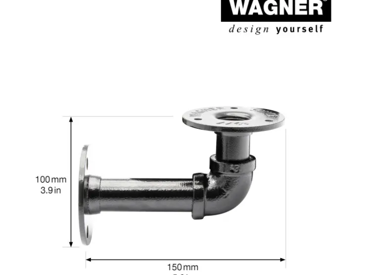 Wagner Regalträger Industrial Pipe Ø 3,25 cm x 12 cm Schwarz* Regale Massivholz