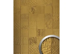 WALLFACE 13926 COLLAGE Luxus Leder Wand-Paneel Verkleidung Tapete Gold 2600 mm x 1000 mm x 3,5 mm 2,60 m2 Gold