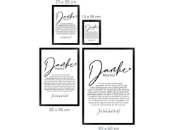 WANDStyle Gerahmtes Poster Danke Mama 30 x 45 cm Geschenkidee für Eine Person