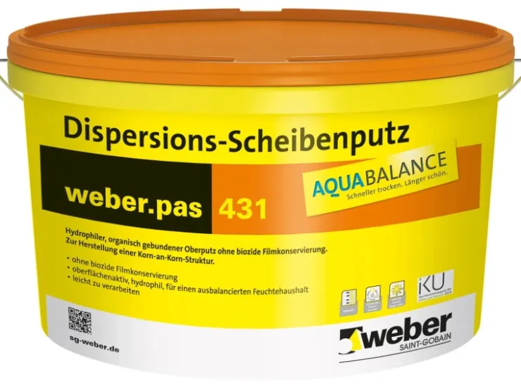Saint-Gobain Weber weber.pas 431 Aquabalance Dispersions-Scheibenputz 2 mm 25 kg* Außen-Fassadenfarben