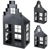 Weihnachts-Deko Laternenhaus Eisen 21 cm x 14 cm x 41 cm Schwarz 2-fach Sortiert