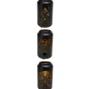 Weihnachts-Deko LED-Laterne Eisen Ø 12 cm x 23 cm Schwarz-Gold 3-fach Sortiert* Laternen